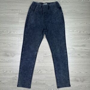 Earthbound Women's Leggings Acid Wash Blue Medium Pull On Stretch Cotton Blend